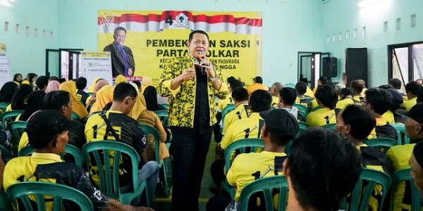 Kukuhkan Saksi TPS di Empat Kecamatan Purbalingga, Bamsoet Ajak Kader Partai Golkar Wujudkan Pemilu Damai