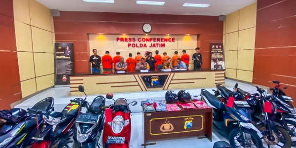 Subdit III Jatanras Polda Jatim Tangkap 9 Pelaku Curanmor pada 23 TKP di Pasuruan dan Malang