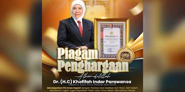 Berperan Aktif Dukung Tugas Kepolisian, Khofifah Raih Penghargaan dari Kapolri di HUT ke-78 Bhayangkara