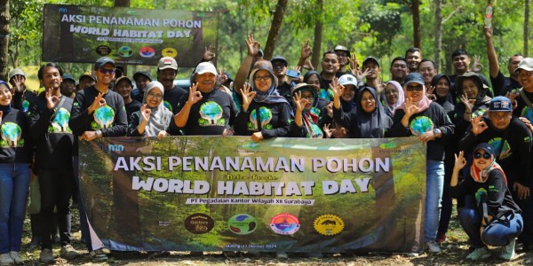 Peringati World Habitat Day, Pegadaian Kanwil XII Surabaya Gelar Aksi Penanaman Pohon di Coban Talun, Batu