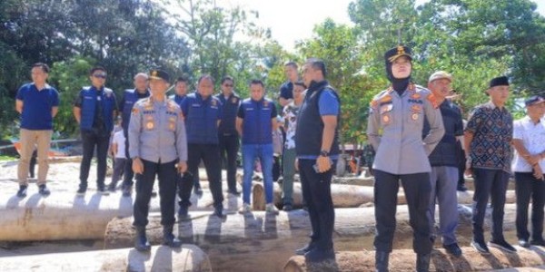 Polda Lampung Cek Langsung Kayu Gelondongan Terhampar di Pesisir Barat