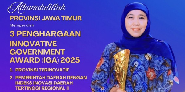 Jatim Raih 3 Penghargaan di IGA 2025, Gubernur Khofifah: Indeks Inovasi Daerah Tertinggi se-Pulau Jawa