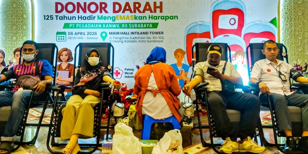 Pegadaian Kanwil XII Surabaya Gelar Donor Darah, 125 Peserta Ikut Meriahkan HUT ke-125